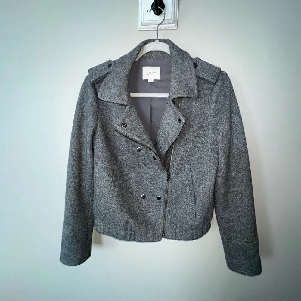 Loft Gray Bomber Moto Jacket - Sz S